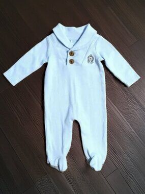 Edgehill Collection Blue Crest Elbow Pads Footie Size 3m
